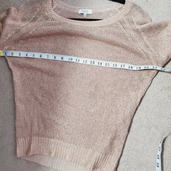 Aritzia Babaton Silk Linen Rose Gold Brushed Metallic Sweater M - Picture 6 of 7